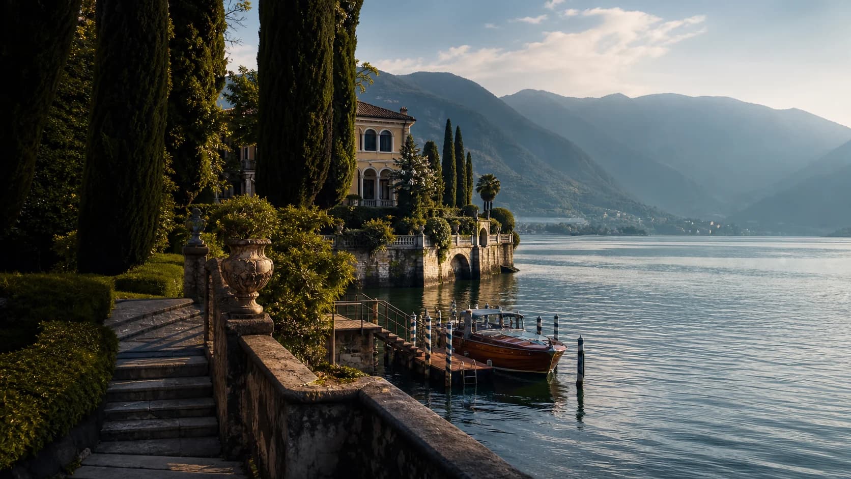 Circular crop of Lake Como luxury hotel terrace
